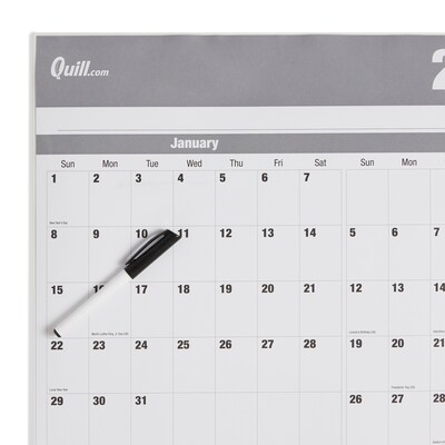 2023 Quill Brand® 32" x 48" Monthly Dry Erase Wall Calendar w/Marker, Reversible, Gray (5216723QCC)