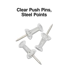 Staples Push Pins, Clear, 100/Pack (10540-CC)