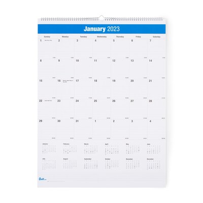2023 Quill Brand® 30 x 20 Vertical Wall Calendar, Blue (5216523QCC)