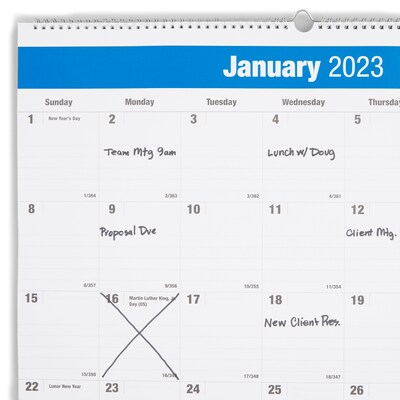 2023 Quill Brand® 30" x 20" Vertical Wall Calendar, Blue (5216523QCC)