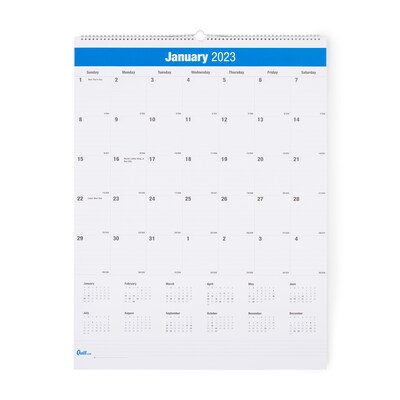 2023 Quill Brand® 30" x 20" Vertical Wall Calendar, Blue (5216523QCC)