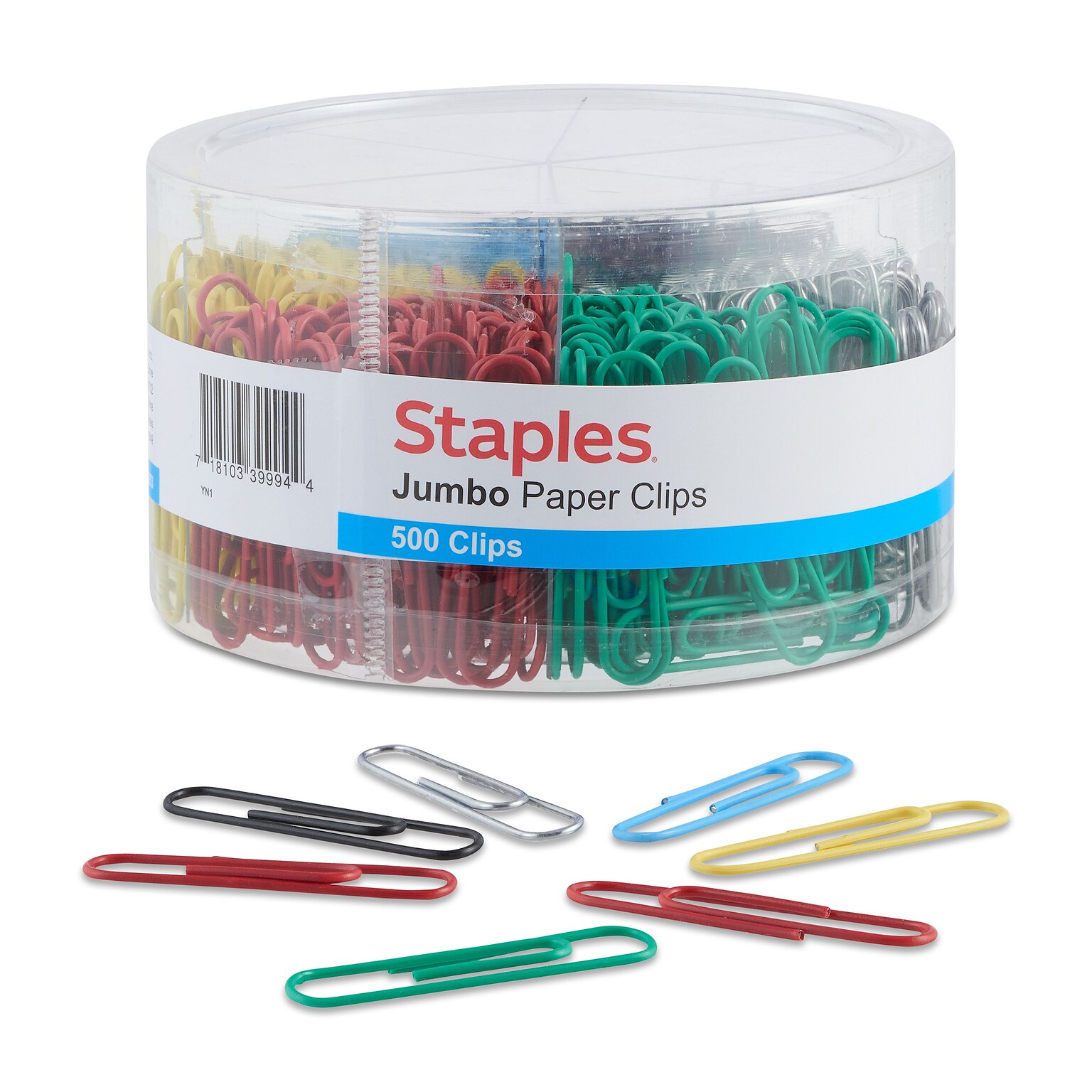 Staples® Vinyl-Coated Paper Clips, Jumbo, Assorted Colors, 500/Pack (ST40653/40653)