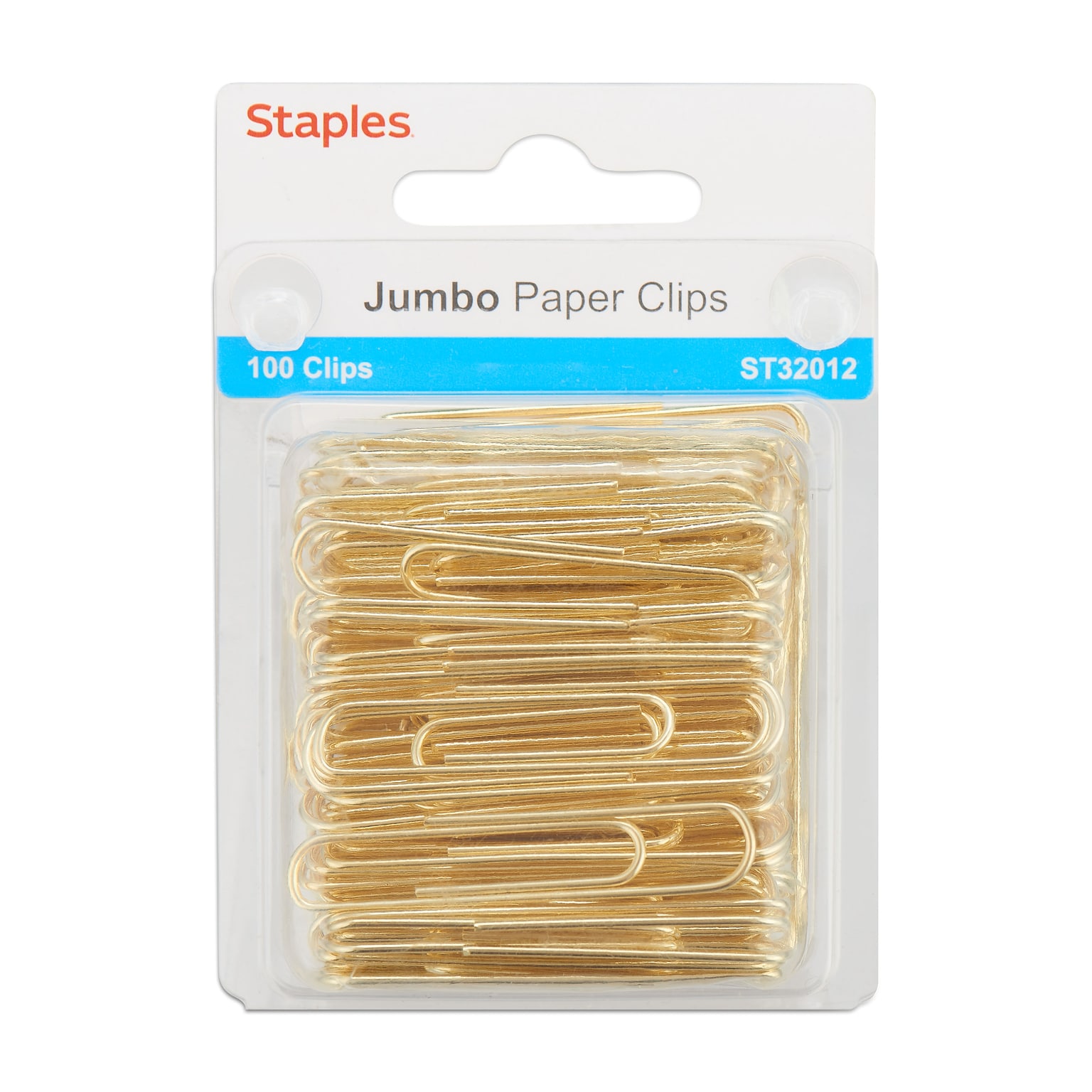 Staples® Jumbo Gold Paper Clips, Smooth, 100/Pack (32012)