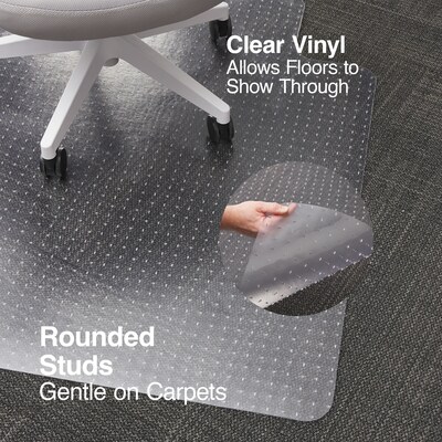 Quill® Brand PVC Chairmat, for Flat Pile Carpets, No Lip, Rectangular, 36" x 48"