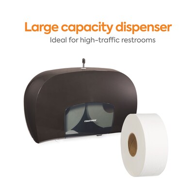 Coastwide Professional™ Twin Jumbo Roll Toilet Paper Dispenser, Black (CW60831)