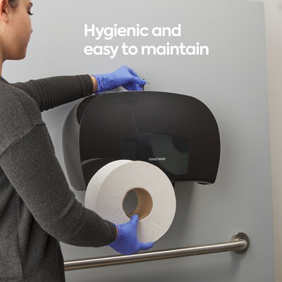 Coastwide Professional™ Twin Jumbo Roll Toilet Paper Dispenser, Black (CW60831)