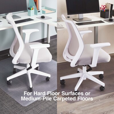 Quill Brand® 46 x 48 Rectangle Chair Mat for Hard Floors or Medium Pile Carpet, Vinyl (28816)