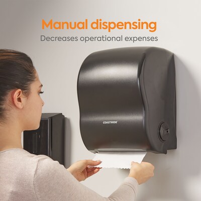 Coastwide Professional™ Manual Auto-Cut Hardwound Paper Towel Dispenser, Black (CW60832)