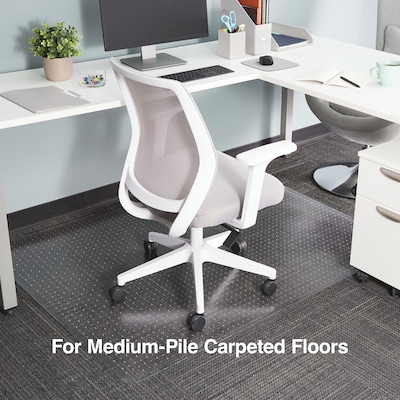 Quill Brand® PlushMat Carpet Chair Mat, 46" x 60'', Crystal Clear (20235-CC)