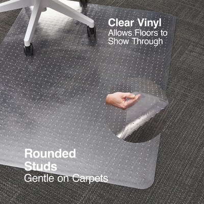 Quill Brand® PlushMat Carpet Chair Mat, 46" x 60'', Crystal Clear (20235-CC)