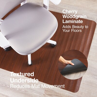 Quill Brand® Cherry Laminate Chairmat, For Hard Floors, No Lip, Rectangular, 36" x 48"