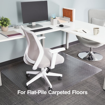 Quill Brand® Chairmat, For Flat-Pile Carpets, No Lip, Rectangular, 46" x 60"