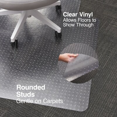 Quill Brand® Chairmat, For Flat-Pile Carpets, No Lip, Rectangular, 46" x 60"