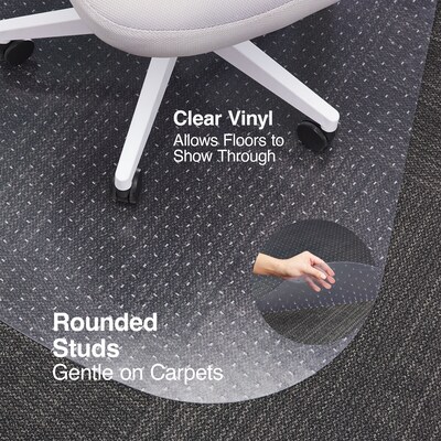 Quill Brand® PlushMat Chair Mat, 66" x 60", Clear (20237-CC)