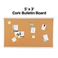 Quill Brand® Standard Durable Cork Bulletin Board, Aluminum Frame, 5'W x 3'H (28316-CC)