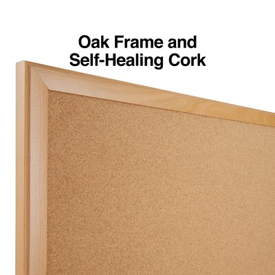 Staples Cork Bulletin Board, Oak Frame, 3'W x 2'H (28336-CC)