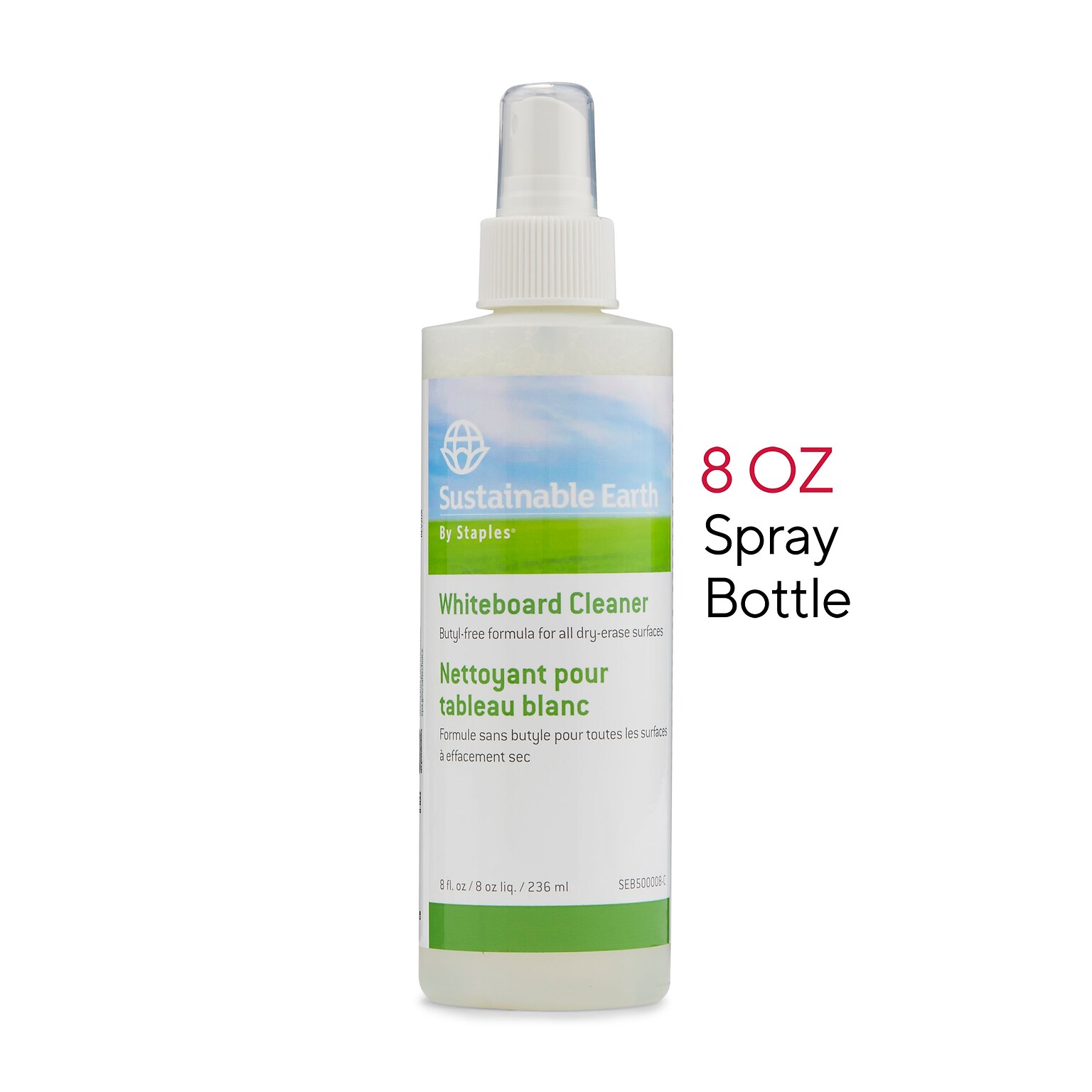 Sustainable Earth by Staples Whiteboard Cleaner, Clear  8oz(SEB500008-C-CC)