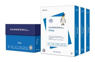 Hammermill Copy Plus 8.5 x 11 Copy Paper, 20 lbs., 92 Brightness, 1500 Sheets/Carton (105040)