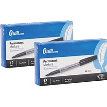 Quill Brand® Permanent Markers, Fine Tip, Black, 24/Pack (787901)