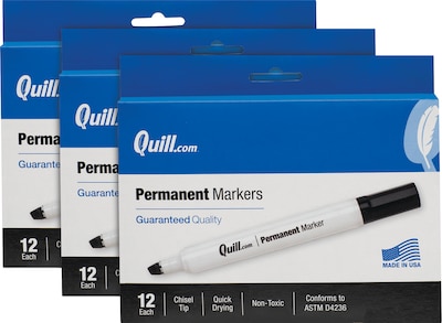 Quill Brand® Permanent Markers, Chisel Tip, Black, 36/Pack (CD7716897QL)