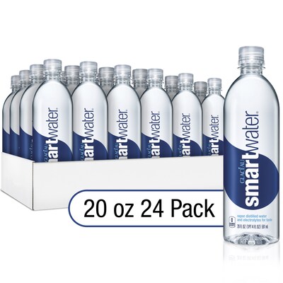 Smartwater Vapor Distilled Premium Water Bottles, 20 fl oz, 24 Pack