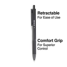 TRU RED™ Ballpoint Gripped Retractable Pen, Medium Point, 1.0mm, Black, Dozen (TR59161)