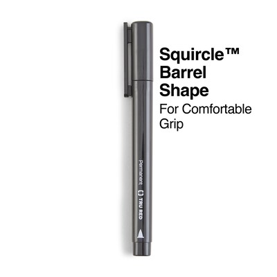 TRU RED™ Pen Permanent Markers, Fine Tip, Black, 12/Pack (TR54533)