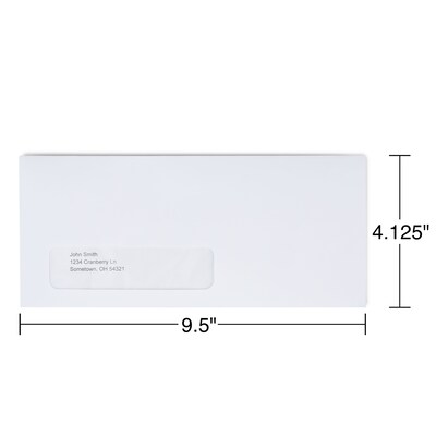 Quill Brand Easy Close Self Seal #10 Window Envelope, 4-1/8" x 9-1/2", White, 500/Box (69684 / 70697)