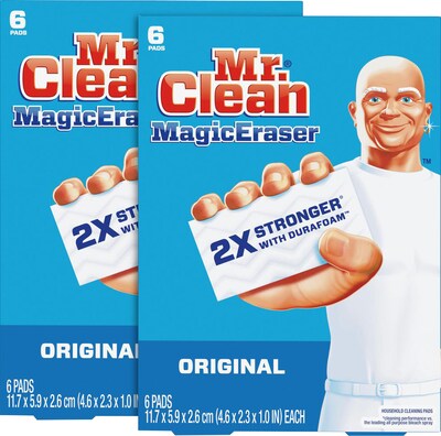 Two Each Mr. Clean Magic Eraser Original, Cleaning Pads with Durafoam, 6 Count (79009)