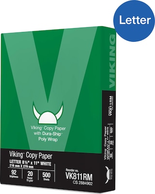 Dura-Ship™ Viking™ 8.5 x 11 Poly Wrap Copy Paper, 20 lbs., 92 Brightness, 500 Sheets/Ream (VK811RM