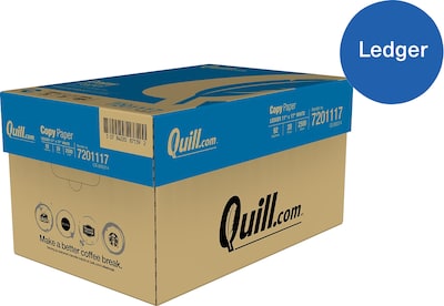 Quill Brand® 11 x 17 Copy Paper, 20 lbs., 92 Brightness, 500 Sheets/Ream, 5 Reams/Carton (7201117C