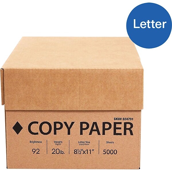 Copy Plus Copy Paper, 92 Brightness, 20lb, 8-1/2 x 11, White, 5000 Sheets/Carton