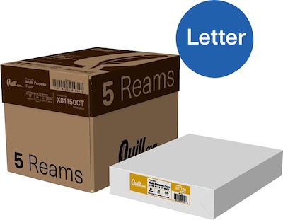 Quill Brand® 8.5 x 11 Premium Multipurpose Paper, 20 lbs., 97 Brightness, 5 Reams/CT (X81150CT)