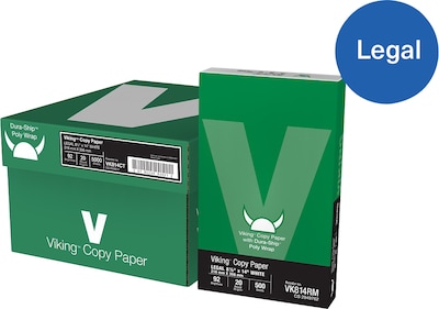 Dura-Ship™ Viking™ 8.5 x 14 Poly Wrap Copy Paper, 20 lbs., 92 Brightness, 5000 Sheets/Carton (VK81