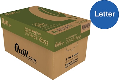 Quill Brand®  30% Recycled 8.5" x 11" Copy Paper, 20 lbs., 92 Brightness, 500 Sheets/Ream, 10 Reams/Carton (720224CT)