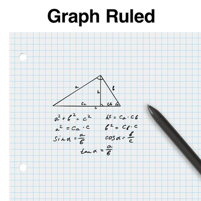 Staples® Graph Ruled Filler Paper, 4 Sq/In, 8" x 10.5", White, 80 Sheets/Pack (ST40476B)