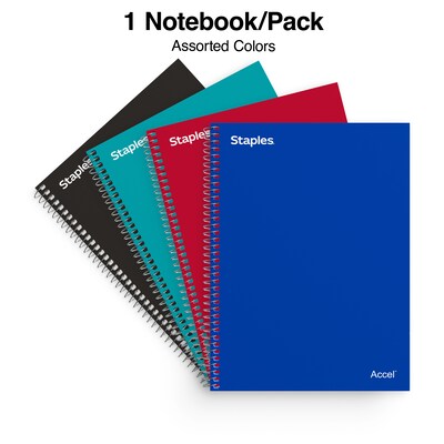 Accel 2-Subject Wirebound Notebook, 9.5" x 6", College Ruled, 100 Sheets, Assorted Colors (06180)