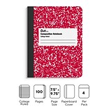 Quill Brand® Marble Composition Notebook, 7.5 x 9.75, College Ruled, 100 Sheets, Assorted Colors,