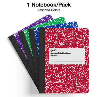 Quill Brand® Marble Composition Notebook, 7.5 x 9.75, Wide Ruled, 80 Sheets, Assorted Colors (TR55
