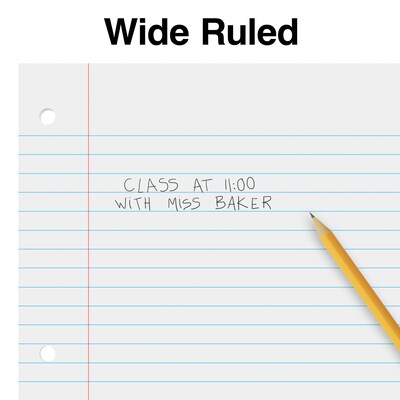 Staples® Wide Ruled Filler Paper, 8" x 10.5", White, 120 Sheets/Pack (ST37426D)