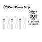 Staples 6-Outlet Power Strip, 3' Cord, White,  3/Pack (42319)