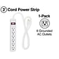 Quill Brand® 3' and 6-Outlet Power Strip, White (ST22147-CC)