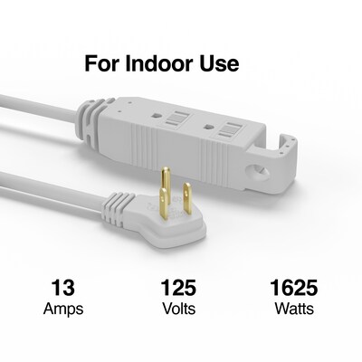 Quill Brand® 15' Extension Cord, 3-Outlet, Gray (ST22130-CC)