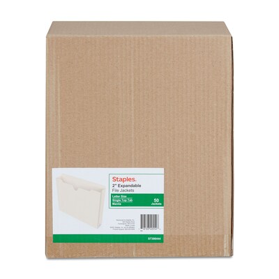 Staples® File Jackets, 2" Expansion, Letter Size, Manila, 50/Box (TR396444)