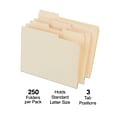 Quill Brand® Premium Manila File Folders, Assorted Tabs, 1/3-Cut Letter Size, Manila, 250/Box(744137