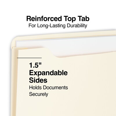 Staples® Reinforced File Jackets, 1.5" Expansion, Legal Size, Manila, 50/Box (TR119255)