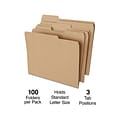 Staples® File Folders, 1/3 Cut Tab, Letter Size, Kraft, 100/Box (TR509315)