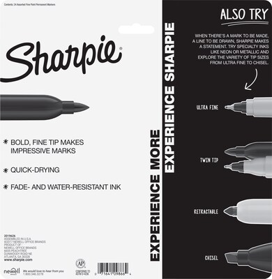 Sharpie Color Burst Permanent Markers, Fine Tip, Assorted, 24/Pack (1949557)