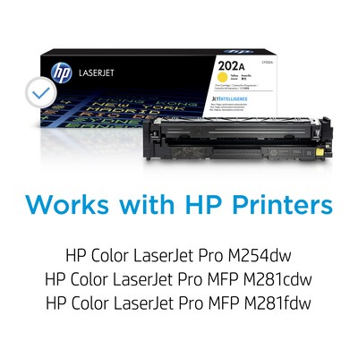 HP 202A Yellow Standard Yield Toner Cartridge (CF502A),   print up to 1300 pages