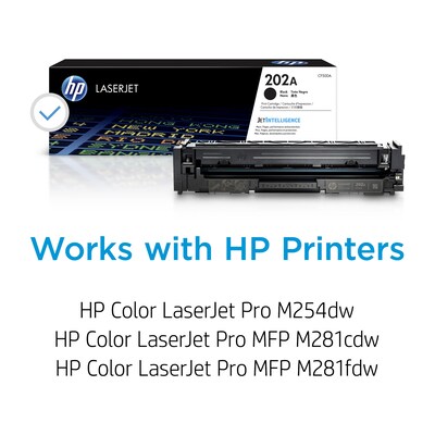 HP 202A Black Standard Yield Toner Cartridge, Print Up to 1,400 Pages (CF500A)